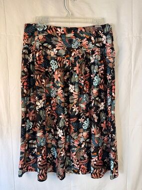 Robert Louis Tropical Floral Skirt 1X Button Front A-Line